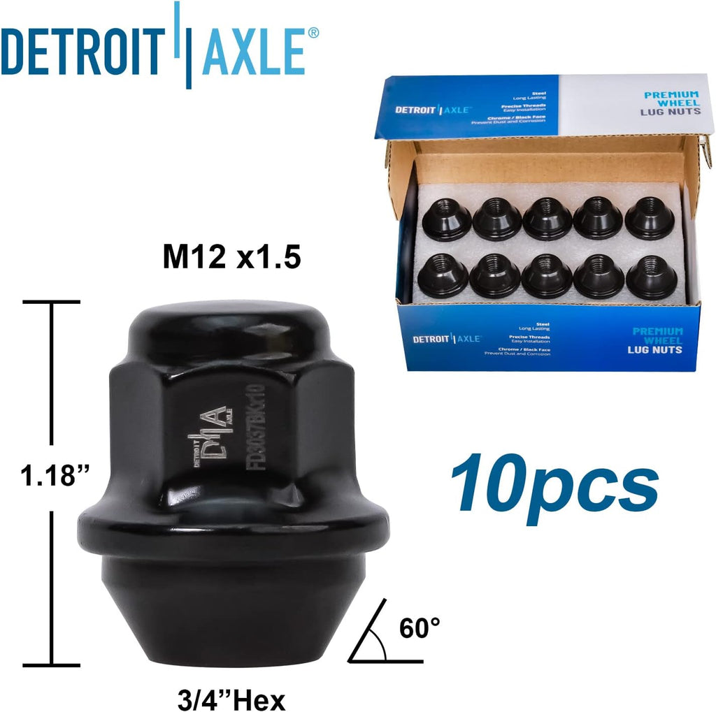 Detroit Axle - Front Disc Rotors Brake Pads Wheel Hubs Bearings w/20pc Wheel Lug Nuts Replacement for Ford Fusion Lincoln MKZ - 26pc Set