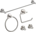 KIBI Circular Bathroom Hardware Set 5 Piece Bathroom Accessories Set | Towel Bar (18'), Towel Ring, Toilet Paper Holder, Robe Hooks (Brushed Nickel, C-KBA14-5-4)