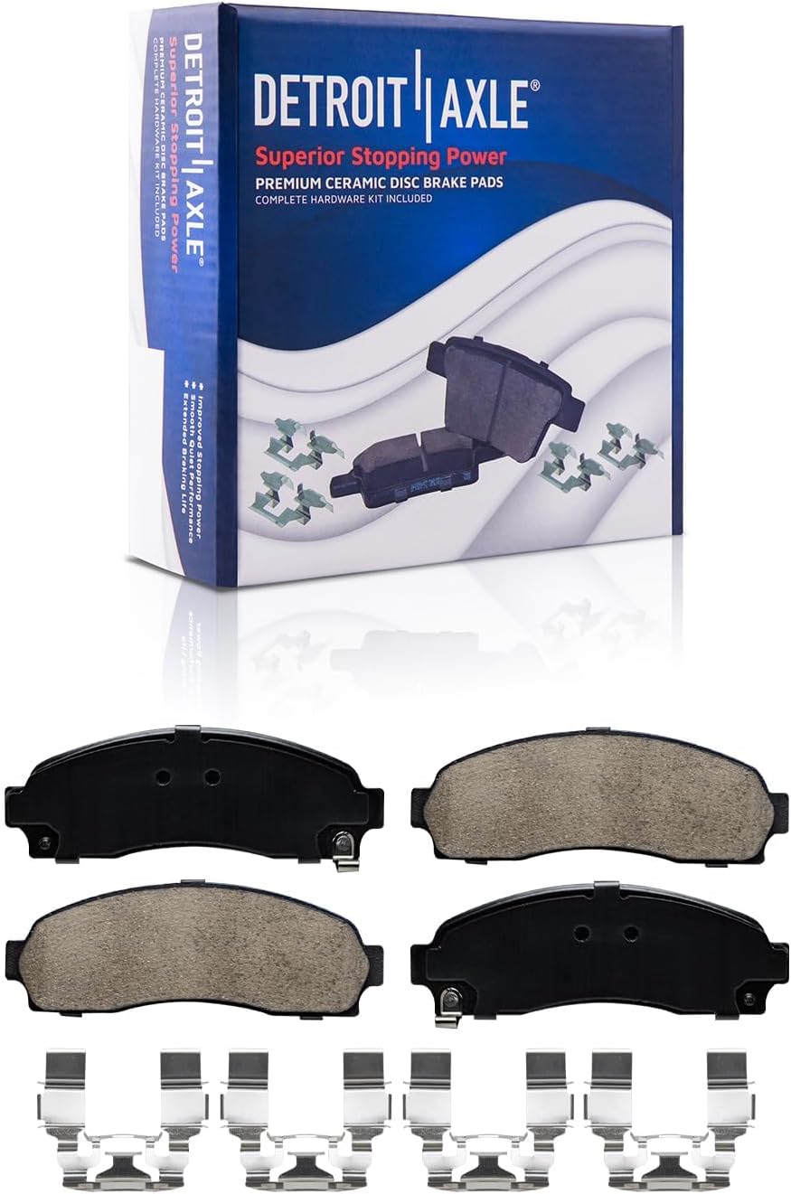 Detroit Axle - Front Brake Kit for Ford Explorer Mercury Mountaineer 2002 2003 2004 2005 Drilled & Slotted Disc Brake Rotors Ceramic Brakes Pads w/Hardware Replacement
