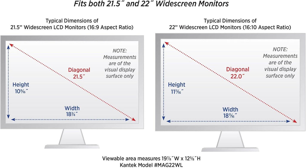 Kantek MAXVIEW LCD Computer Monitor Screen Magnifier for 21.5-Inch and 22-Inch Widescreen Monitors (Measured Diagonally) (MAG22WL)