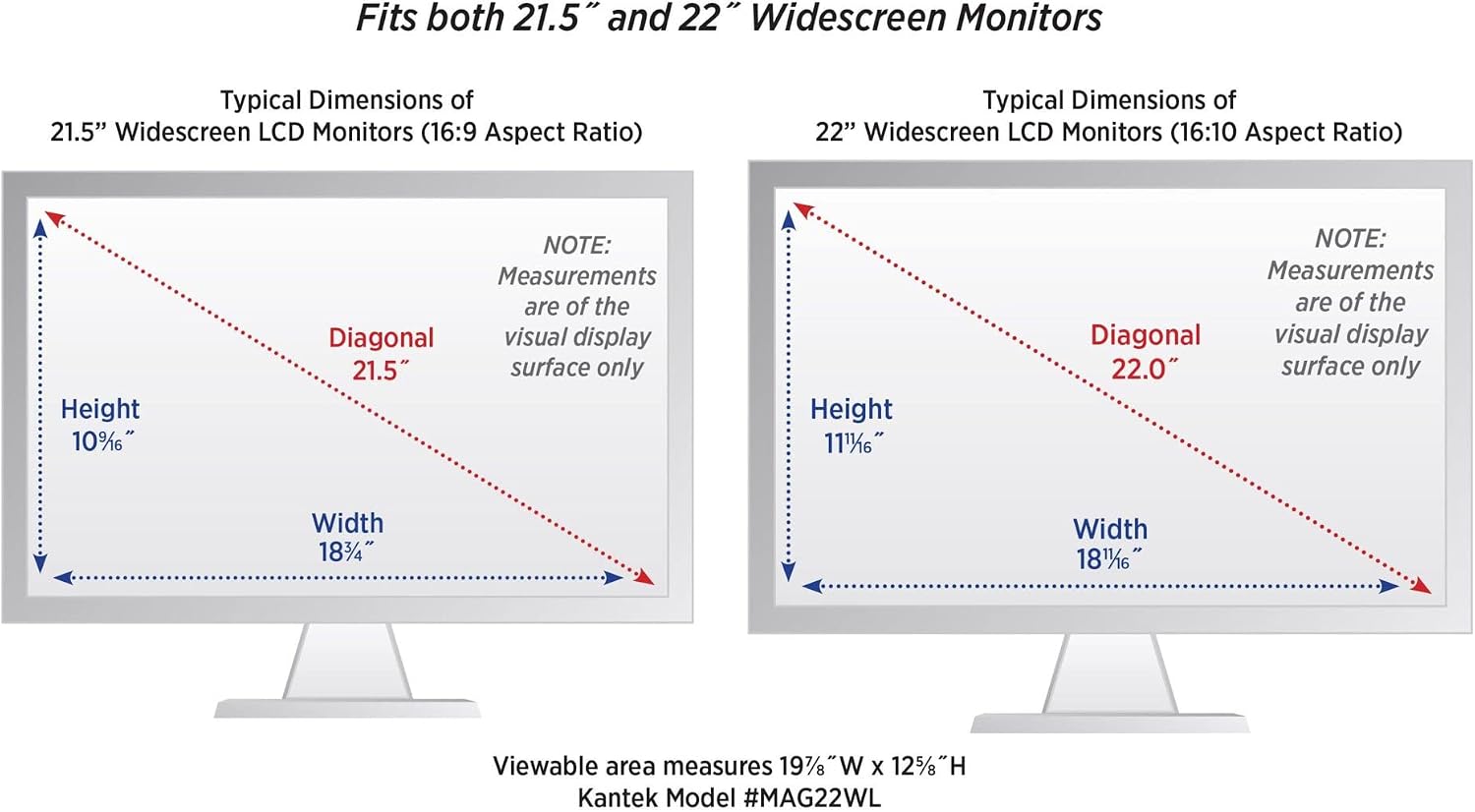 Kantek MAXVIEW LCD Computer Monitor Screen Magnifier for 21.5-Inch and 22-Inch Widescreen Monitors (Measured Diagonally) (MAG22WL)