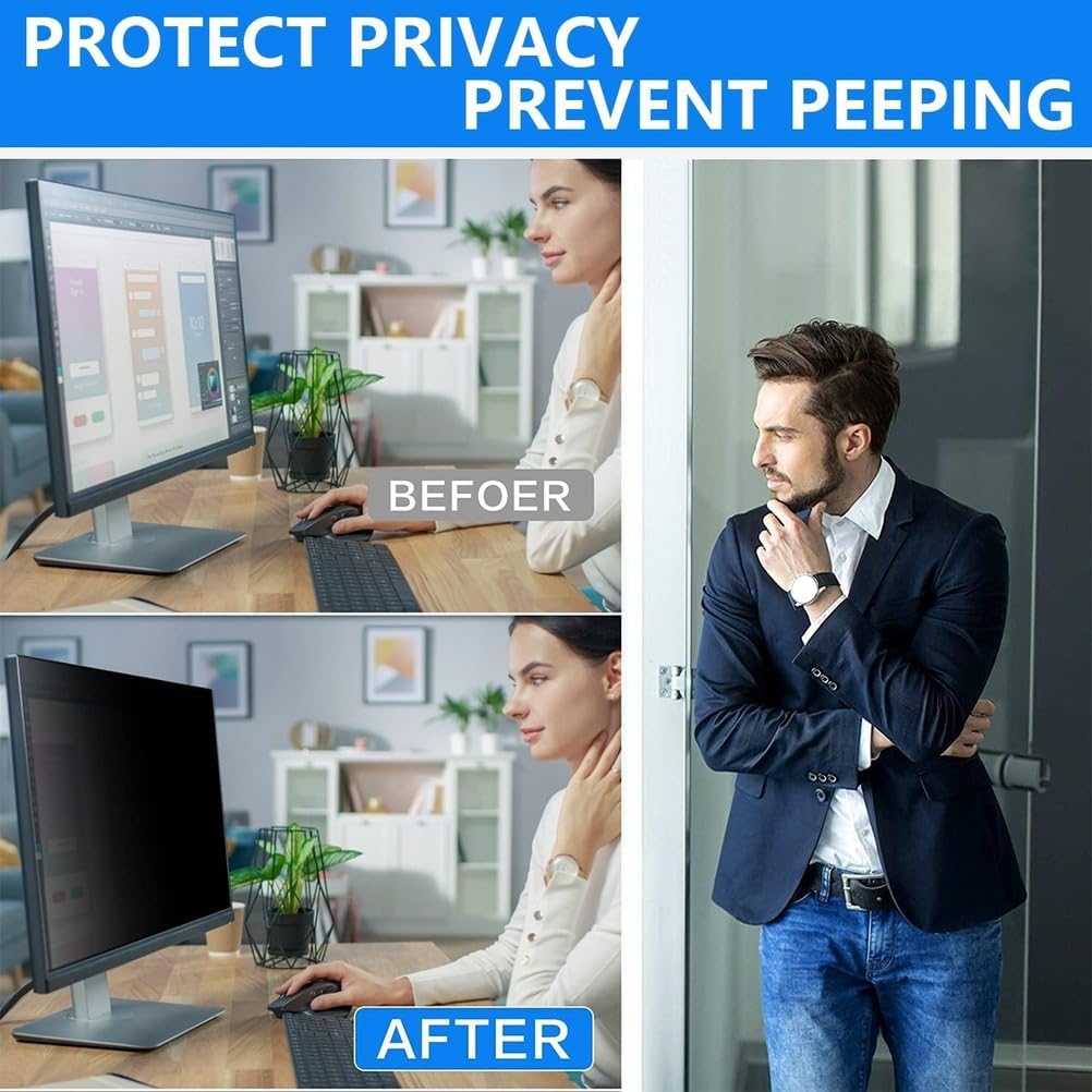 18-32 Inch Computer Monitor - Blue Light Filter, Removable Anti-Spy Protector Film, PC Protector Film for Office, Hanging Acrylic Protector Shield,32in 730x440mm