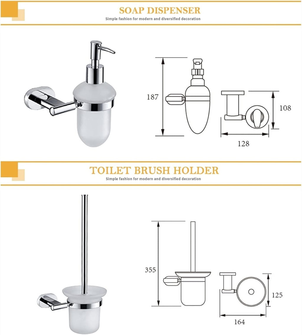 KETTEL Bathroom Accessories, Chrome Polished Bathroom Hardware,Gold Holder Bathroom Accessories，Wall-Mounted Bathroom Rack Accessory ，Fixtures (Color : Glass Shelf)