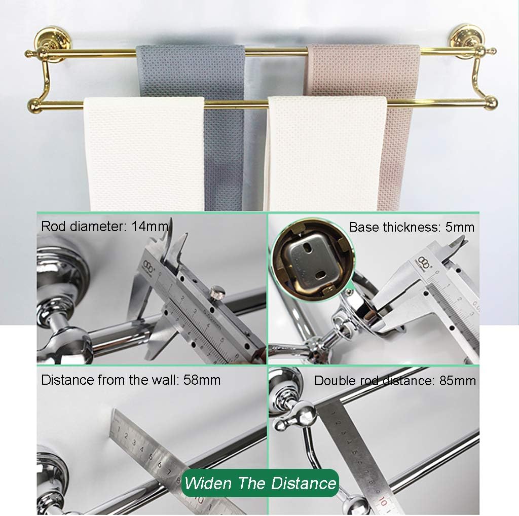 Stainless Steel Double Towel Rack for Bathroom - Wall-Mounted Towel Holder in Silver & Gold Finishes - 3 Stylish Bathroom