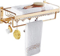Bathroom Shelves Towel Rail Rack Bathroom Towel Rack, Double Tier Shower Storage Rack, Wall Mounted Gold Towel Bar, Aluminium Nail Or Nail Free Towel Holder for Bathroom Kitchen
