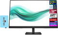HP Series 3 Pro 327pf 27' FHD IPS Monitor with 5ms Response Time, Anti Glare, Flicker Free, VESA Mount (100mm), Displayport, HDMI & Dockztorm USB Port Expander, Black Color (B0CG3UT#ABA)
