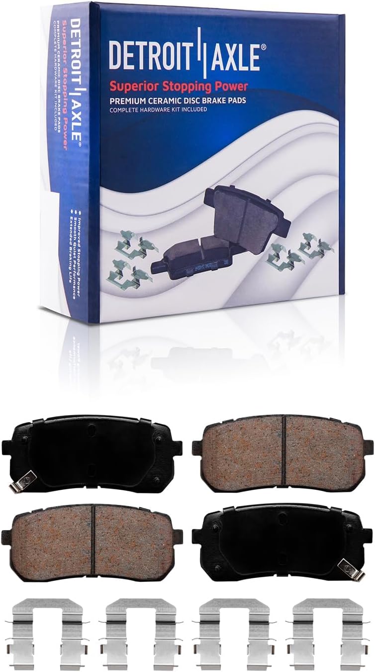 Detroit Axle - Rear Brake Kit for 2015-2020 Kia Sedona Drilled and Slotted Disc Brake Rotors Ceramic Brake Pads with Hardware 2016 2017 2018 2019 Replacement