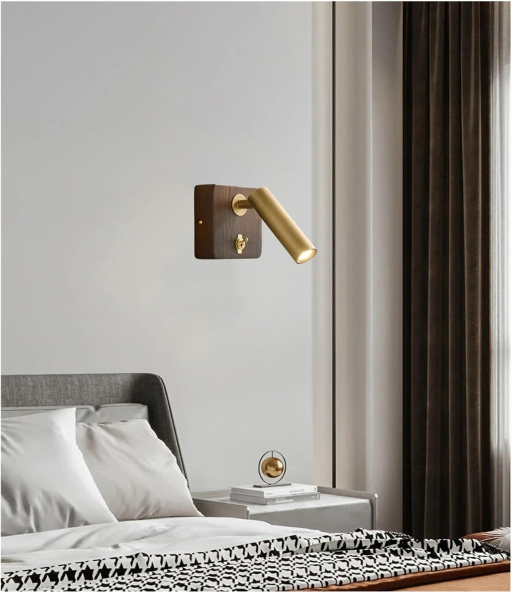 with Switch Wall Lamp Gold Silver Brass Wooden Lighting Fixtures for Bedroom Reading Hotel Office E27 Bulb,Decor