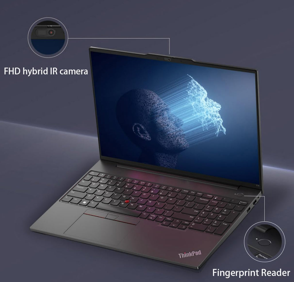 Lenovo ThinkPad E16 Business Laptop (16' FHD+ Display, AMD Ryzen 7 7730U (> Intel i7-1255U), 16GB RAM, 512GB SSD) Fingerprint, Backlit, FHD Webcam, Wi-Fi, Ethernet, Win 11 Pro w/ AI Copilot, Black