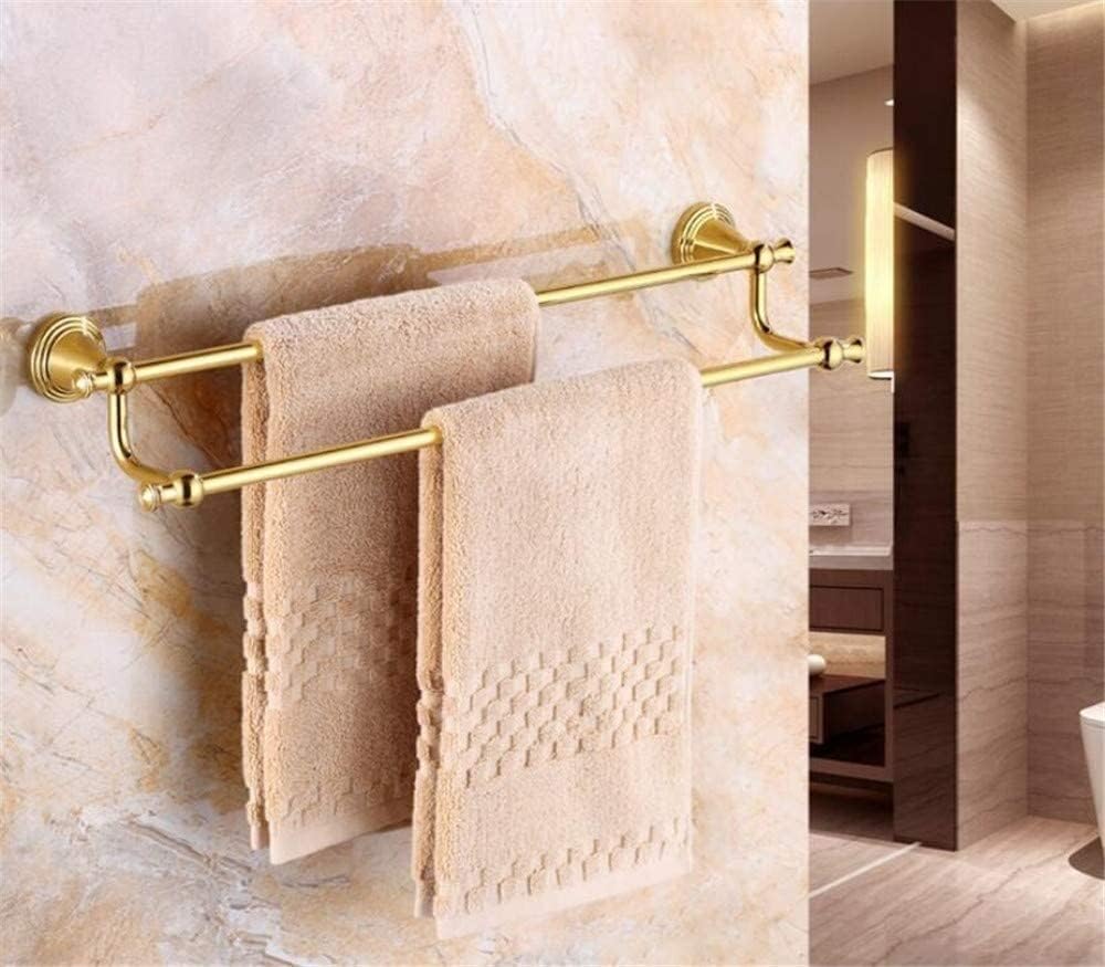 Towel Racks European Copper Towel Rack Double Towel Bar Wall-Mounted Towel Holder Towel Rail for Bathroom Kitchen Office Organizer (Color : Gold, Size : 40cm)