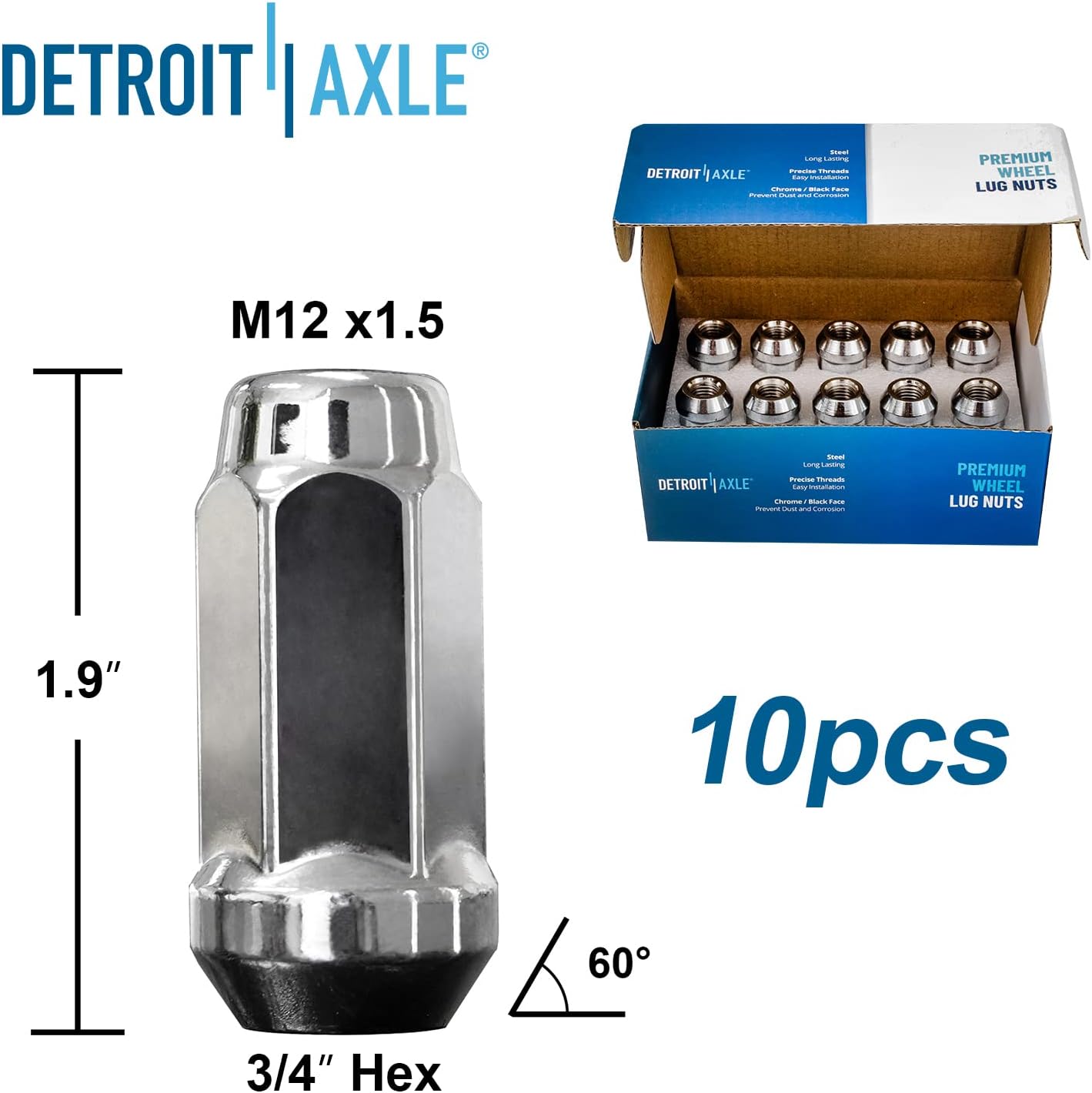 Detroit Axle - Brake Kit for Chevy Malibu Pontiac G6 Saturn Aura, Disc Brake Rotors Brake Pads Wheel Bearing Hubs Wheel Lug Nuts Replacement [11.65'' inch Front & 10.63'' inch Rear Rotor]