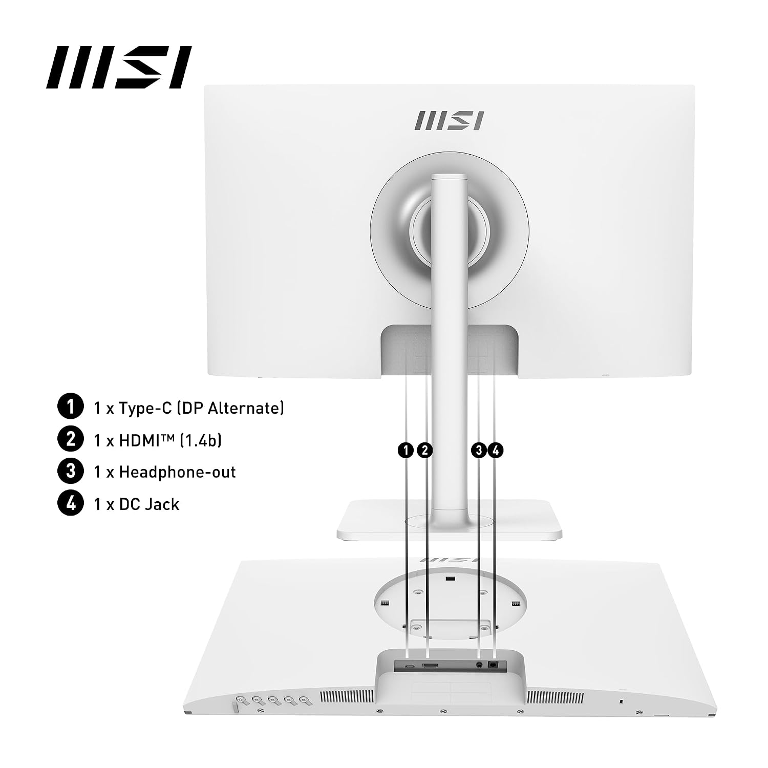 msi Modern MD2412PW 24-inch IPS 1920 x 1080 (FHD) Computer Monitor, 100Hz, Adaptive-Synch, HDR Ready, HDMI, USBC 15W Power Delivery, Speaker, VESA Mountable, Height Adjustable, 1ms, White