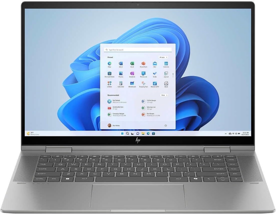 HP 2024 Laptop | Envy x360 2-in-1 | 15.6' 1920 x 1080 Touch | Intel Evo Core Ultra 7 155U 12-Core | 32GB LPDDR5 | 2TB SSD | Windows 11 Pro | Wi-Fi 6E - Backlit Keyboard - 5MP IR Camera - Silver