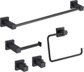 KIBI Cube 5-Piece Bathroom Hardware Set, Modern Bathroom Accessories | Includes 18' Towel Bar, Towel Ring, Toilet Paper Holder & Robe Hooks | Durable and Rust-Resistant (Matte Black, C-KBA15-5-3)