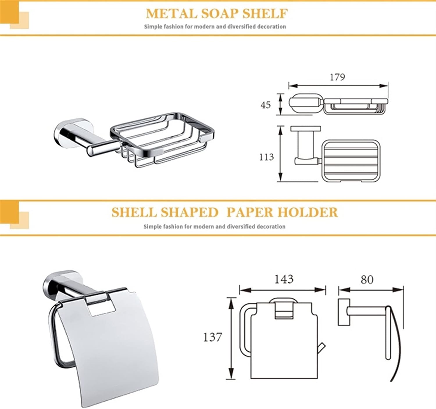 KETTEL Bathroom Accessories, Chrome Polished Bathroom Hardware,Gold Holder Bathroom Accessories，Wall-Mounted Bathroom Rack Accessory ，Fixtures (Color : Glass Shelf)