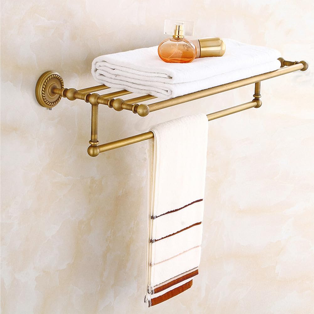 Bathroom Hardware Set,Towel Rack Set for Bathroom European Antique Brass Bath Towel Bar Toilet Wall Hanging Bathroom Pendant Towel Rack Stand,Bath Towel Rack
