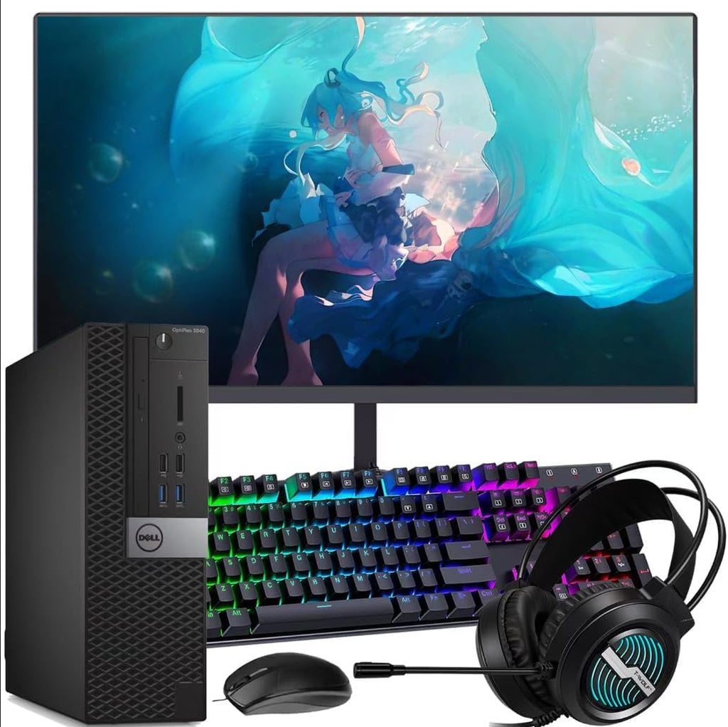 Dell OptiPlex 3040 SFF Desktop PC Computer with 24' FHD Monitor, Core i5-6500, 8GB RAM, 256GB SSD, Displayport, Headphone, Keyboard & Mouse, Windows 11 Pro (Renewed)