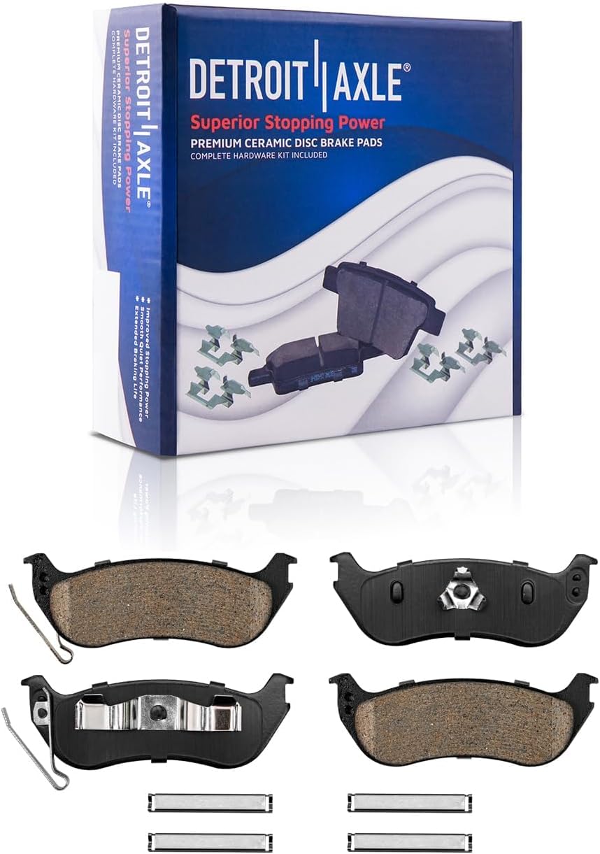 Detroit Axle - Rear Brake Kit for Ford Explorer Sport Trac Mercury Mountaineer, Steering Knuckles & Wheel Bearing Hubs Brake Rotors Ceramic Brake Pads Disc Brake Calipers Replacement