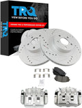 TRQ Performance Front Brake Pad and Rotor Set Ceramic Vented Coated Rotors Calipers Compatible with 2002 Subaru Legacy Outback