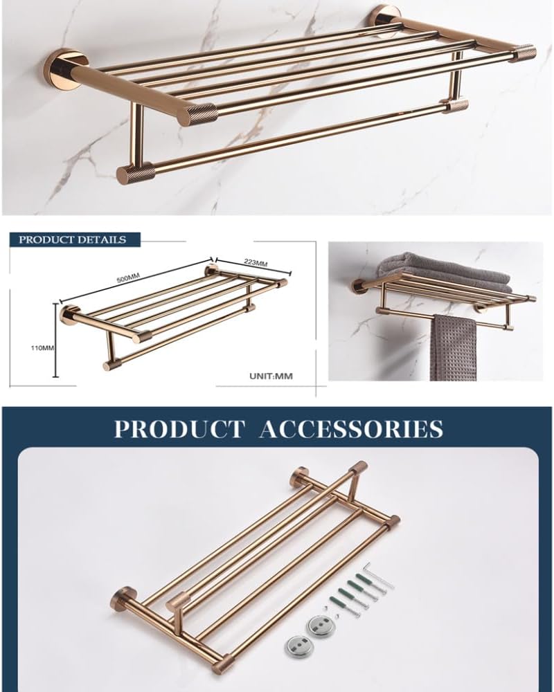 Rose Gold Stainless Steel Wall Hook Toilet Paper Holder Towel Bar Bathroom Accessories,Towel Rack