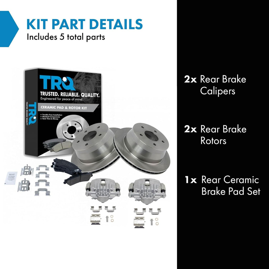 TRQ Rear Brake Pad and Rotor Set Ceramic Vented Rotors Calipers Compatible with 1998-2005 Chevrolet Blazer 1998-2004 S10 GMC Sonoma 1998-2001 Jimmy 1998-2001 Oldsmobile Bravada 1998-2000 Isuzu Hombre