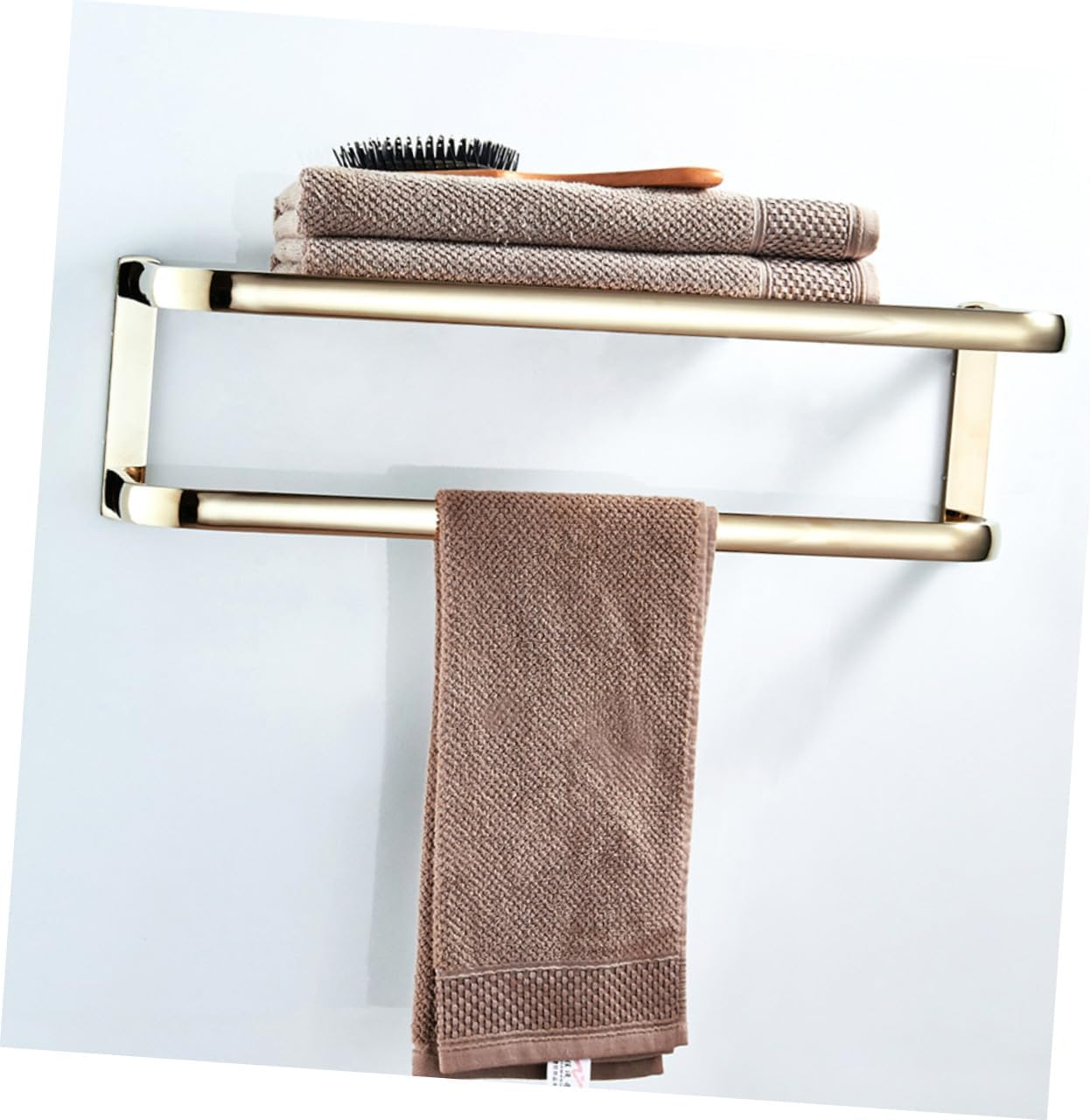 LIFKOME Brass Bathroom Towel Rack Wall-Mounted 58cm Gold Finish Towel Holder Storage Bar for Bath and Kitchen