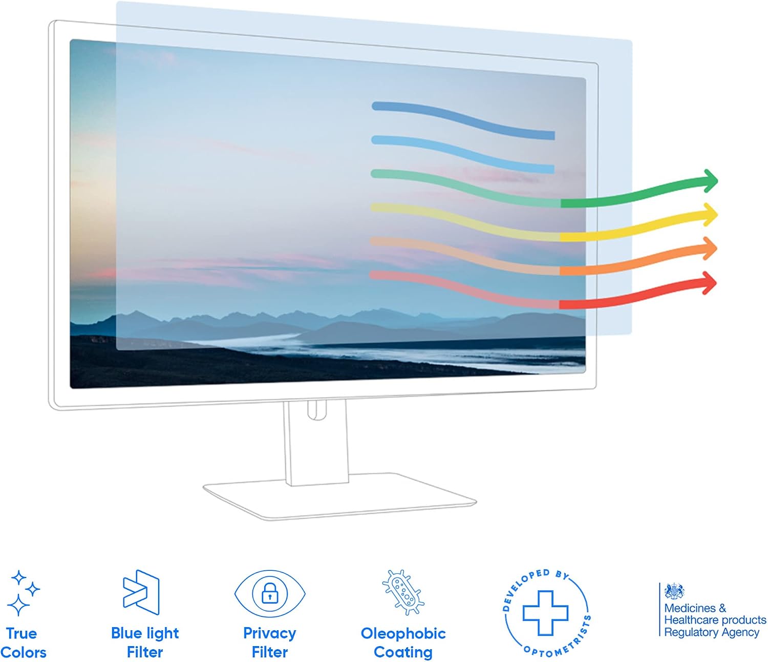 Ocushield 23' Premium Blue Light Screen Protector with Privacy Filter for Laptops and Computer Monitors - Anti-Glare - Easy Install - Anti-Fatigue (510 x 287 mm)