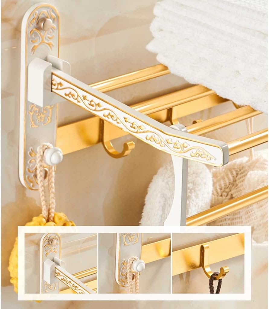 Towel Rack Platinum European Towel Rack Bar Rail, Space Aluminum Gold Towel Shelf, Tissue Paper Holder, Bathroom Accessories Set Bathroom Hardware/Folding Towel Rack The New