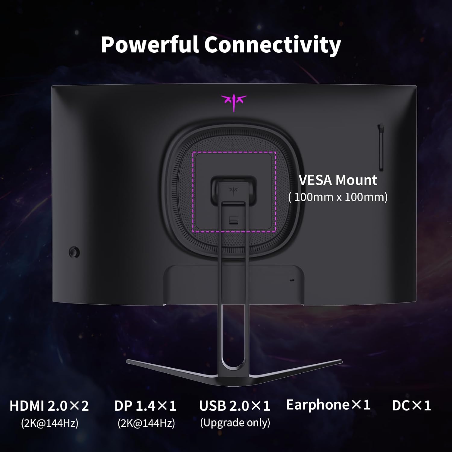 KTC H27S5C 27' Curved Gaming Monitor, 1440P QHD 144Hz 120Hz Monitor, 1500R HVA Panel, HDR400, Adaptive Sync, 400nits, HDMI 2.0 x2, DP 1.4, VESA 100x100 PC Monitor