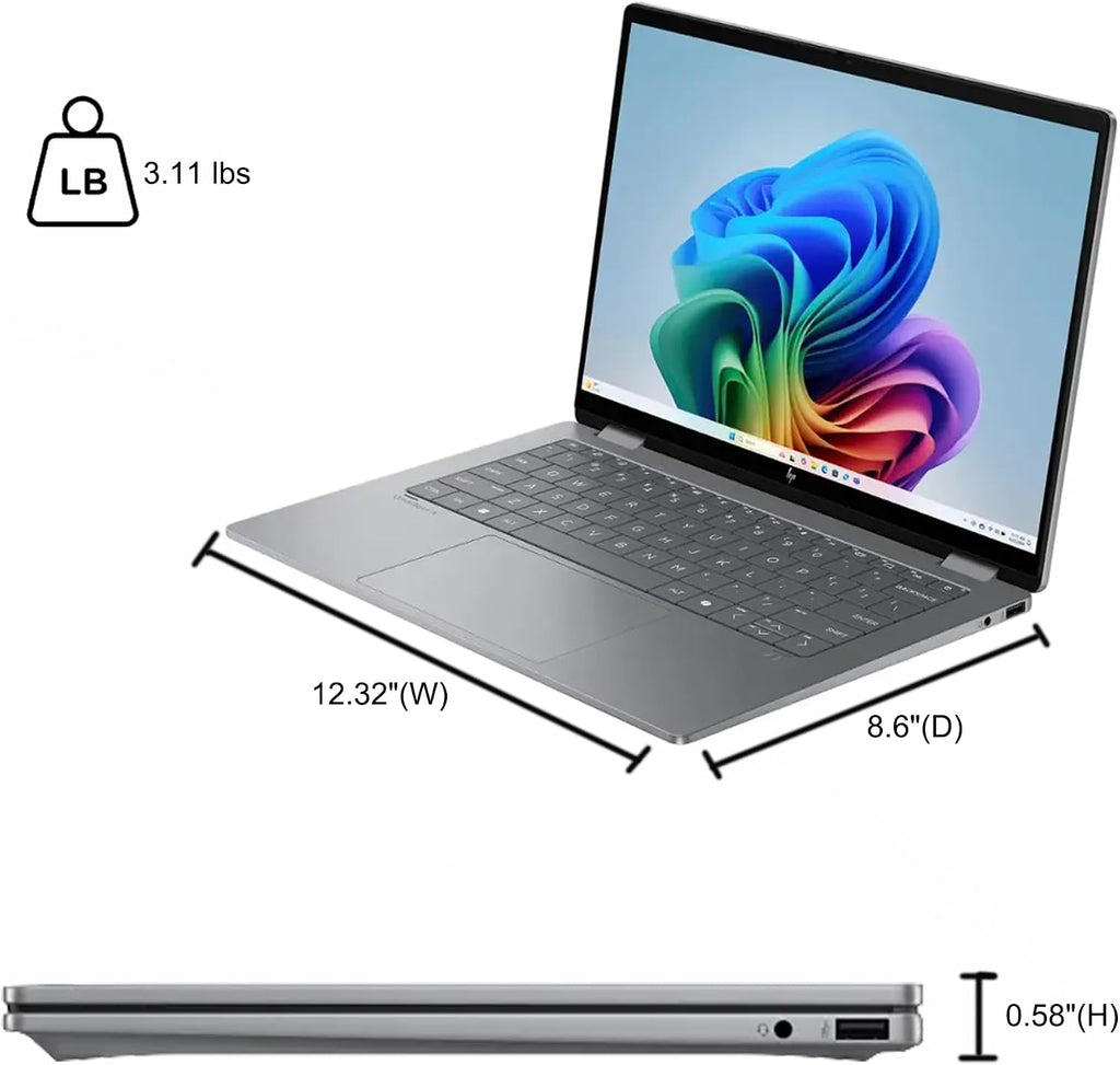 HP OmniBook X Flip 2-in-1 Laptop 14' WUXGA IPS Touch (400nits) AMD 6-core Ryzen AI 5 340 (Up to 50 Tops) 16GB RAM 512GB SSD for Creator Designer Business Professional Win11 ICP Hub