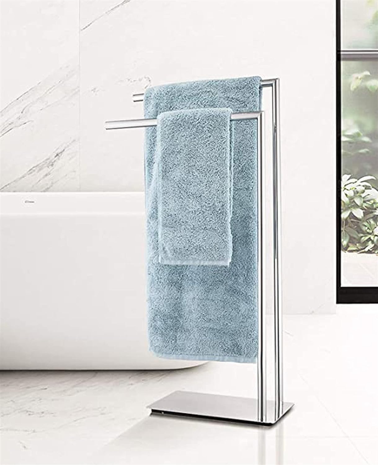Standing Towel Rack, Freestanding Towel Rack, Towel Rack, Double Freestanding Towel Rack, Bathroom Accessories Chrome Plated Brass Freestanding Towel Rack (Gold)