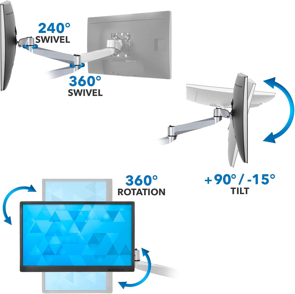 Mount-It! Quad Monitor Desk Mount | Full Motion Monitor Arms for Four Computer Displays | Premium Aluminum Mount with Quick Disconnect Technology