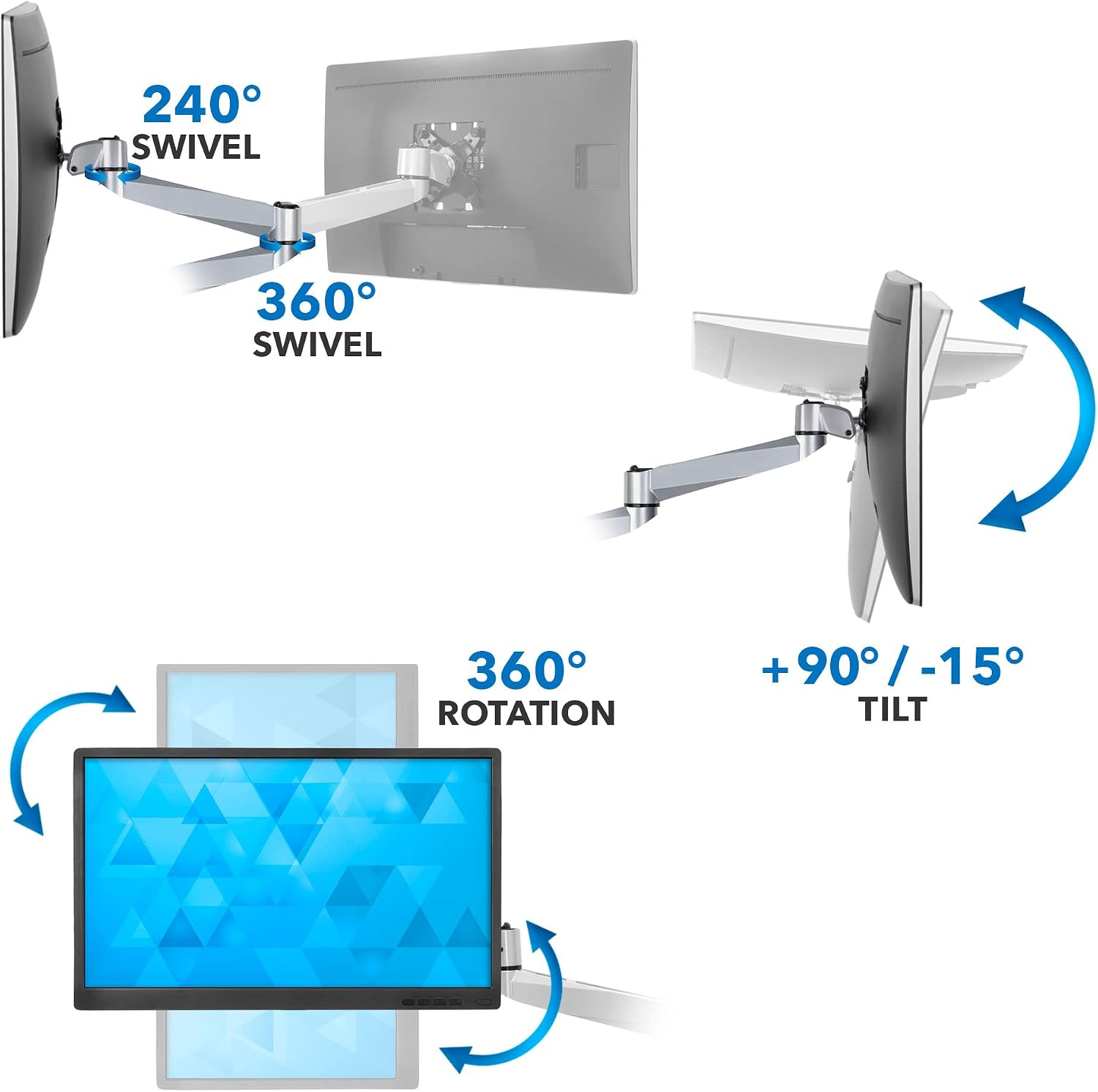 Mount-It! Quad Monitor Desk Mount | Full Motion Monitor Arms for Four Computer Displays | Premium Aluminum Mount with Quick Disconnect Technology