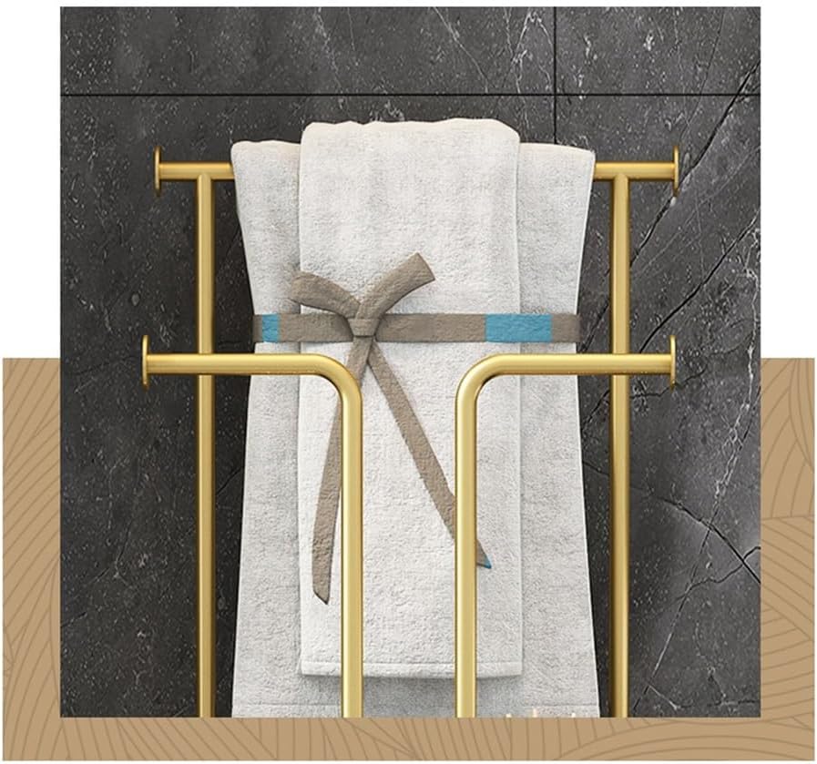 Floor Standing Towel Rack Modern Bathroom Towel Rack Floor Simple Marble Hotel High-end(Black)