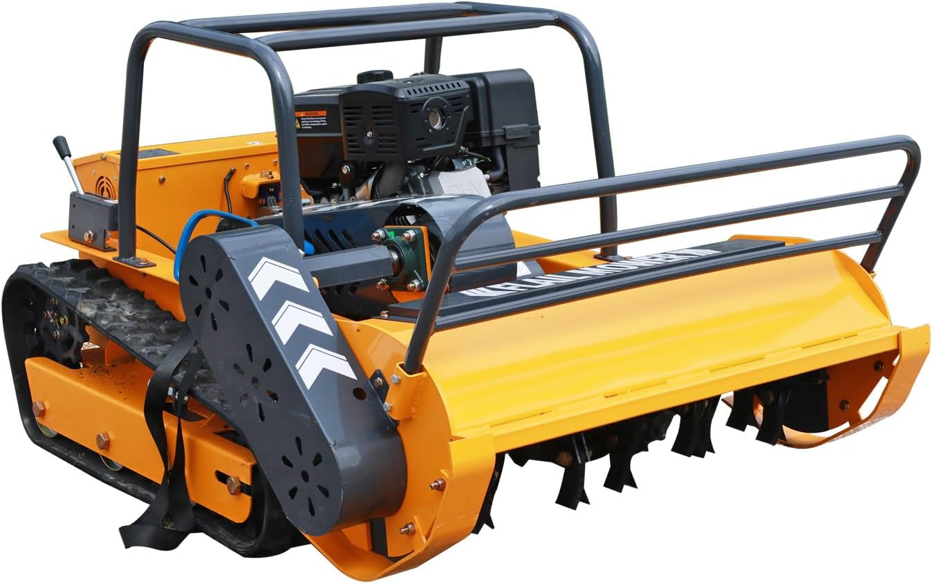 Remote Control Flail Mower with 459cc High-Power Engine | 39.4' Hybrid Commercial Crawler | Conquers 55° Slopes & Rugged Terrain | Gas-Electric Lawn Mower for Steep Hills & Tough Landscapes