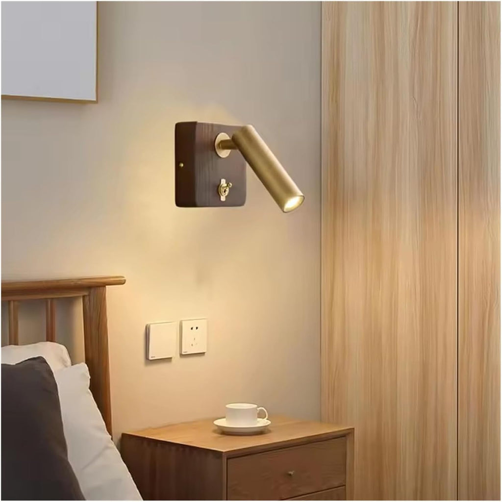 with Switch Wall Lamp Gold Silver Brass Wooden Lighting Fixtures for Bedroom Reading Hotel Office E27 Bulb,Decor