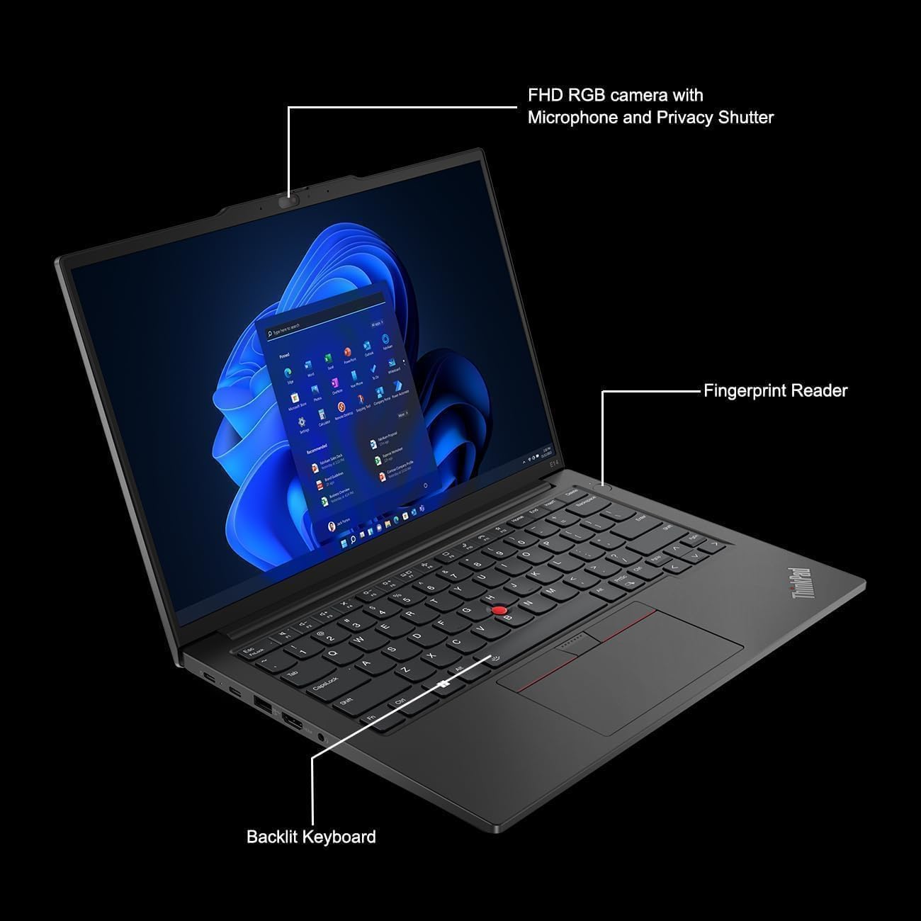 Lenovo ThinkPad E14 Business Laptop (14' FHD+ Anti-Glare, Intel 10-Core i7-1355U, 16GB RAM, 512GB SSD) Backlit Keyboard, Fingerprint, Fast Charge, 1080p RGB Webcam, Thunderbolt 4, Win 11 Pro w/Copilot