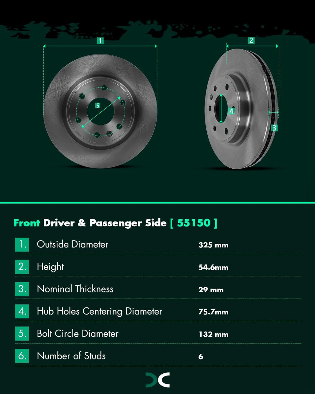 SCITOO - Brake Kits For Buick For Enclave 2008-2017,For Traverse 2009-2017,For GMC For Acadia 2007-2016,For Acadia Limited 2017 Front Disc Brake Rotors and Semi Metallic Brakes Pads: 55150;D1169