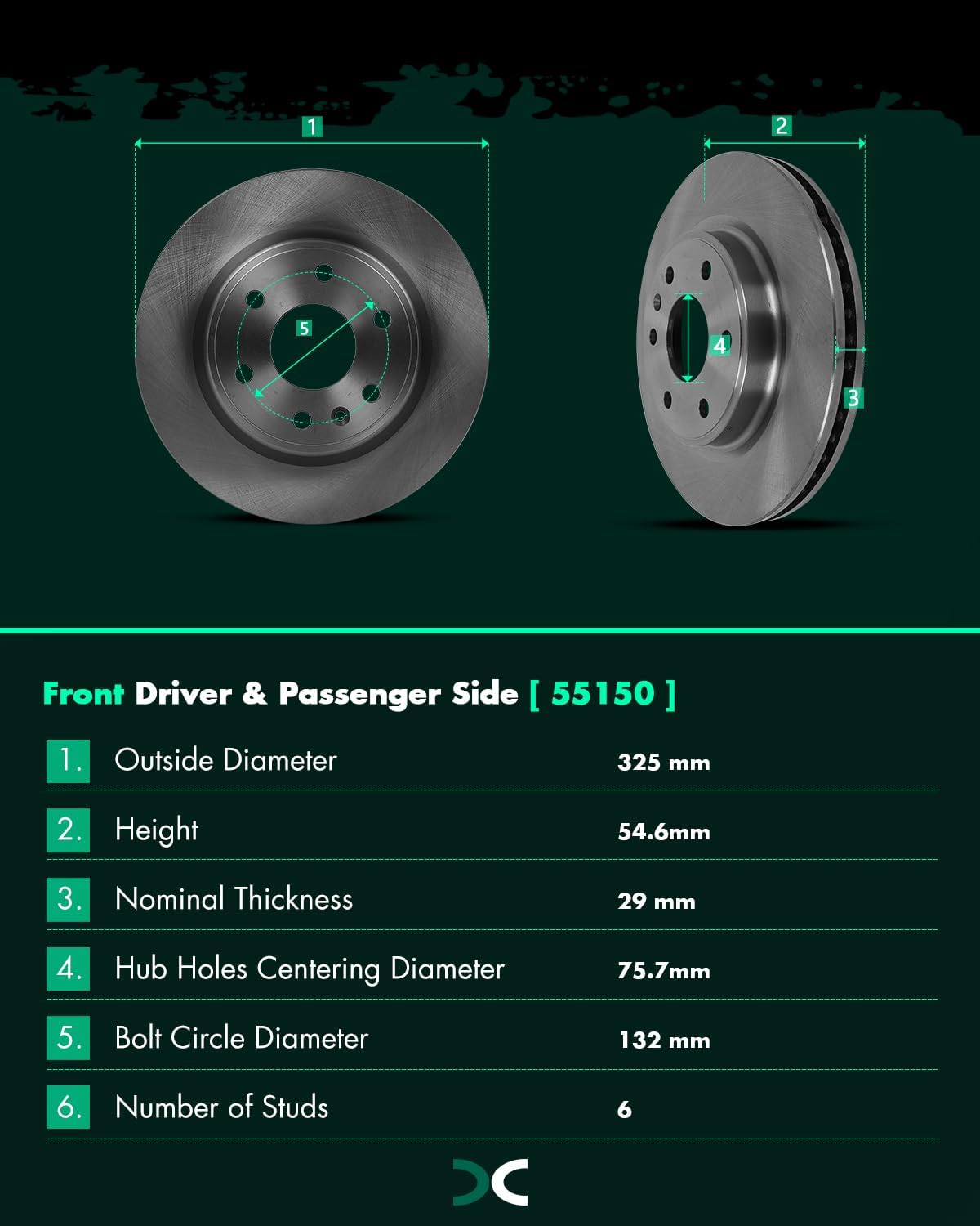 SCITOO - Brake Kits For Buick For Enclave 2008-2017,For Traverse 2009-2017,For GMC For Acadia 2007-2016,For Acadia Limited 2017 Front Disc Brake Rotors and Semi Metallic Brakes Pads: 55150;D1169