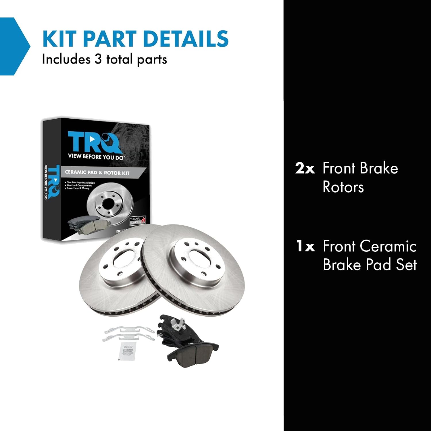 TRQ Front Brake Pad and Rotor Set Ceramic Vented Rotors Compatible with 2013-2020 Ford Fusion 2013-2016 Lincoln MKZ