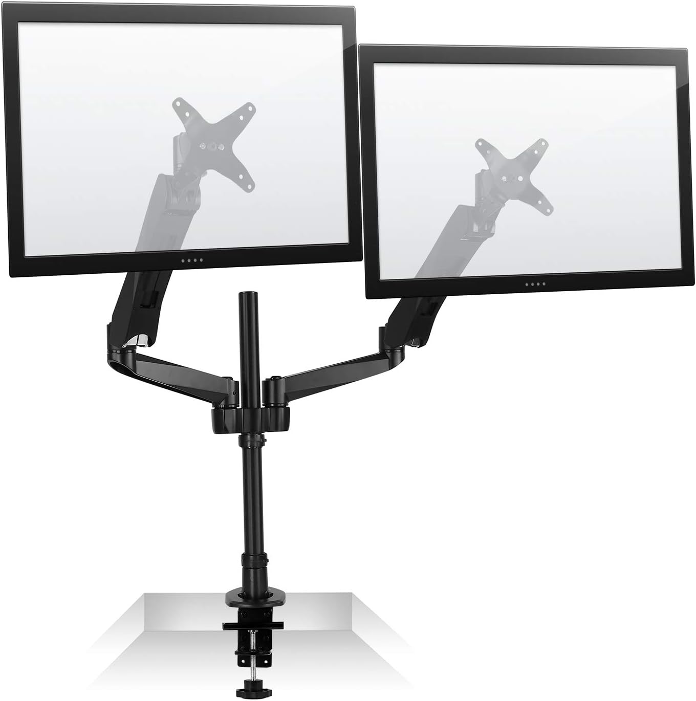 Mount-It! Premium Modular Dual Monitor Desk Mount Arms Stand | Double Gas Spring Arms Fits 19 21.5 24 27 32 Inch Computer Screens with 75 100 VESA Patterns | C-Clamp and Grommet Bases | Black