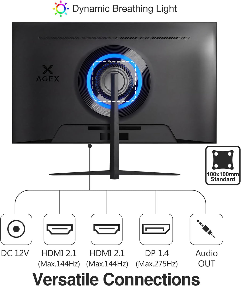 Z-Edge 27 Inch Gaming Monitor, QHD (2560 x 1440) 275Hz 240Hz Fast IPS Monitor, Support FreeSync, AG27QS 1ms MPRT Refresh Rate, sRGB 120%, 16.7M Colors, HDMIx2, DPx1