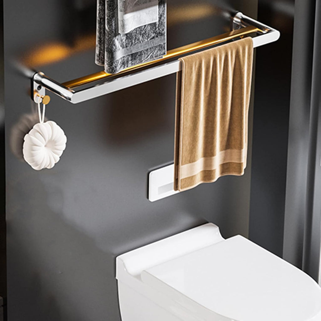 Towel Rack Towel Hanger Adhesive Towel Holder No Drill Towel Bar Double Bar Wall Mounted with Hook Space Aluminum for Bathroom Kitchen,Black,60Cm Bathroom Hardware/Gold/6