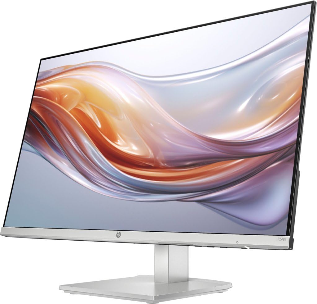 HP Series 5 524sh Monitor (Replaces M24h) 24' IPS FHD (1920x1080) 99% sRGB Display, Adjustable Tilt, Flicker Free, Anti-Glare, Low-Blue Light Filter, Black/Silver w/DKZ Hub USB Port Expander