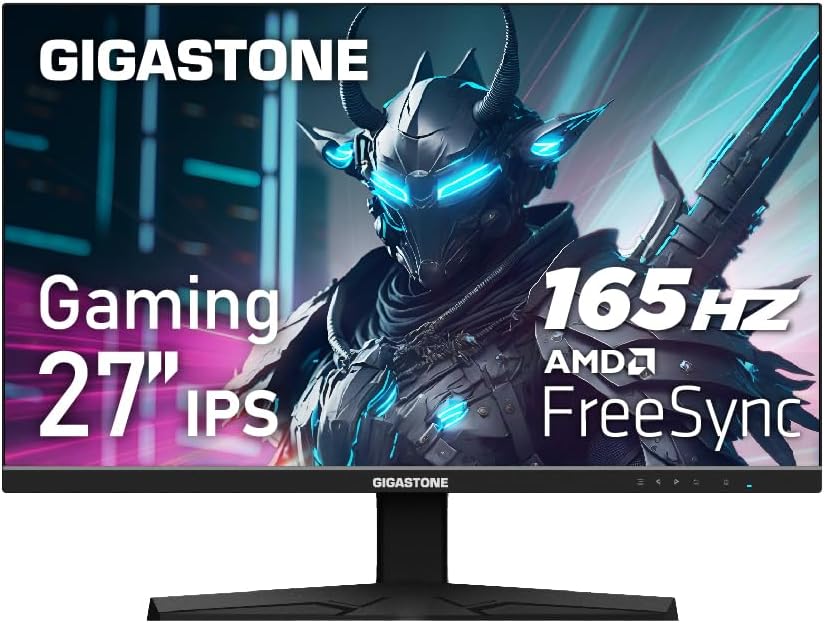Gigastone 27 inch IPS LED Back Light Gaming Monitor 165Hz FHD 1920 x 1080, 178° Wide View Frameless PC Monitor, Built-in Speakers, FreeSync, Eye Care Technology, Ergonomic Tilt VESA Mount,DP,HDMI