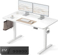 FEZIBO Electric Standing Desk Adjustable Height, 55 x 24 Inch Sit and Stand Desk, Home Office Desk, Ergonomic Workstation Computer Desk, White