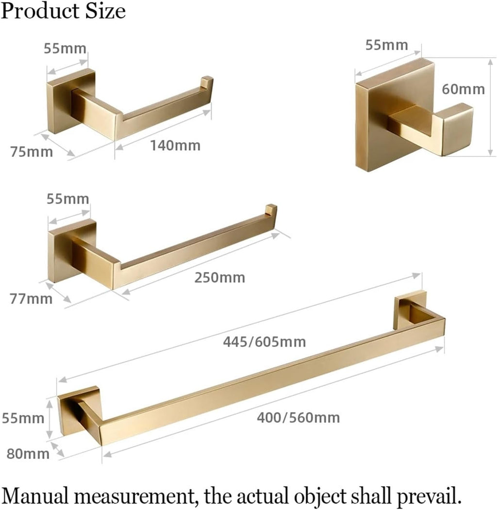 Matte Gold Towel Rack 304 Stainless Steel Towel Bar Double Towel Shelf Paper Holder Tissue Holder Toilet Holder(Toilet Brush Holder)