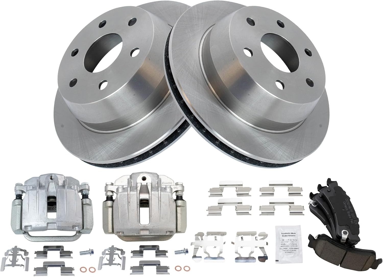 TRQ Rear Brake Pad and Rotor Set Ceramic Rotors Calipers Compatible with 2003 GMC Sierra 1500