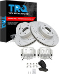 TRQ Performance Front Brake Pad and Rotor Set Ceramic Drilled Slotted Coated Rotors Calipers Compatible with 1998-2002 Subaru Forester 1997-2002 Legacy 1998-2001 Impreza 2000 Outback