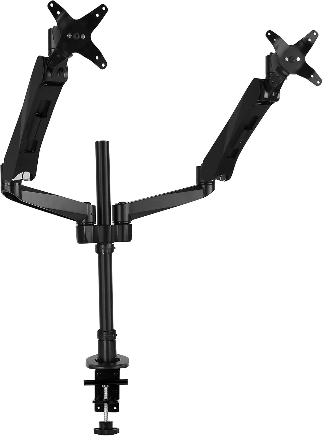 Mount-It! Premium Modular Dual Monitor Desk Mount Arms Stand | Double Gas Spring Arms Fits 19 21.5 24 27 32 Inch Computer Screens with 75 100 VESA Patterns | C-Clamp and Grommet Bases | Black